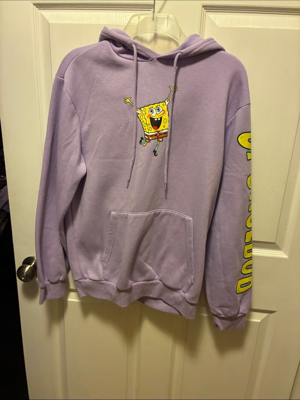 Nickelodeon Purple SpongeBob Graphic Hoodie Sweatshirt double sided - size Small